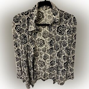 Floral Black and White Women's Blouse